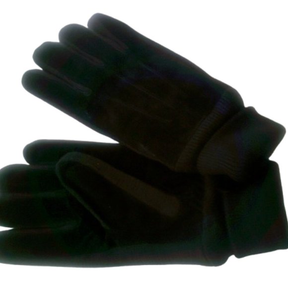 Leather Thinsulate Gloves, Black Leather Gloves with Acrylic Cuff Size M/L NWOT - Picture 4 of 7